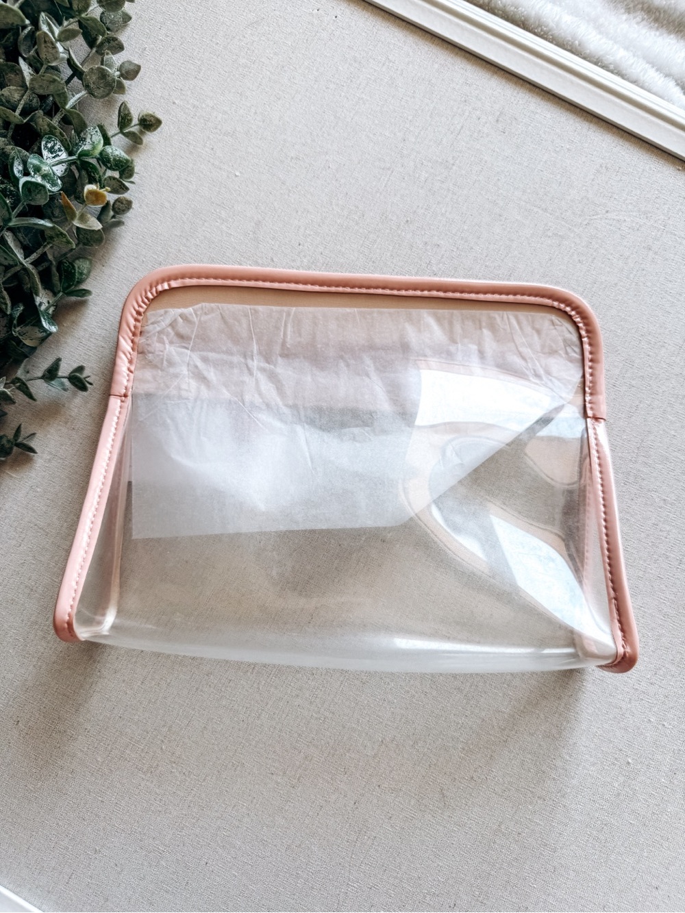 Truffle Clarity Small Clear Travel Cosmetic Pouch Rosé TSA Friendly - Picture 2 of 6